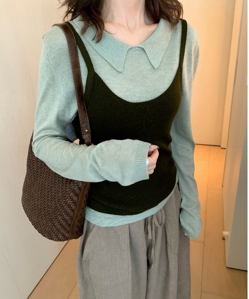 OThe.Naeun（オザナウン）の「vintage two-pieceset（セットアップ・レディース・グリーン/ブラウン/グレー/ホワイト・FREE）」の4枚目の写真