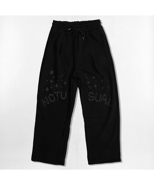 NOTUSUAL(ノットユージュアル)の「トゥウィンクドット ワンタックワイドパンツ 2色(スウェットパンツ・レディース・ライトグレー/ブラック・LARGE/X-LARGE/SMALL/MEDIUM)」の2枚目の写真