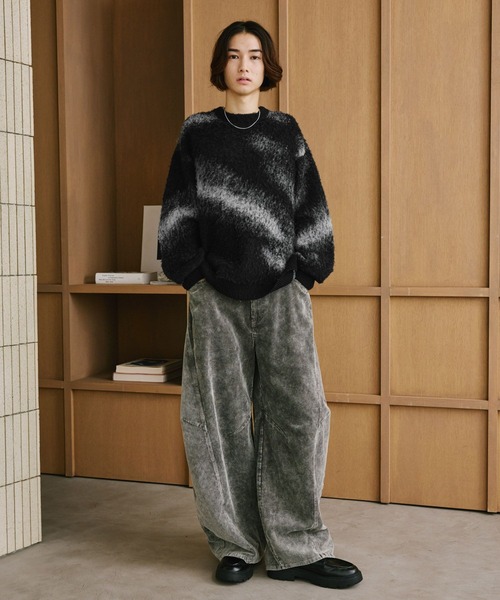 RAGEBLUE(レイジブルー)の「ABSTRACT PATTERN BRUSHED KNIT/アブストラクト柄起毛ニット(ニット/セーター・メンズ・ブラック/グリーン/グレー・MEDIUM/LARGE)」の4枚目の写真