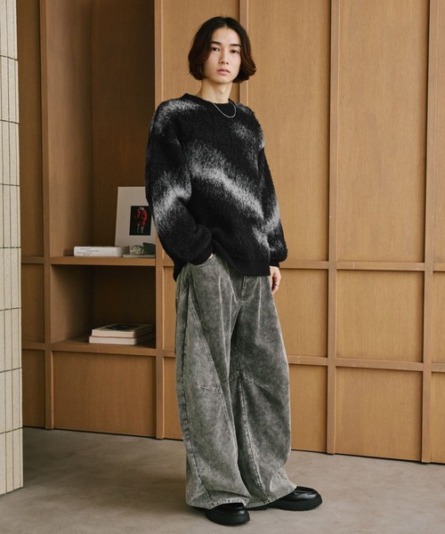 RAGEBLUE(レイジブルー)の「ABSTRACT PATTERN BRUSHED KNIT/アブストラクト柄起毛ニット(ニット/セーター・メンズ・ブラック/グリーン/グレー・MEDIUM/LARGE)」の5枚目の写真