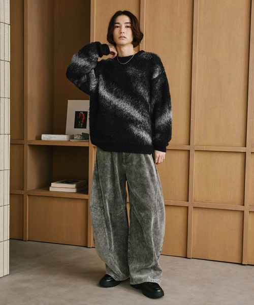 RAGEBLUE(レイジブルー)の「ABSTRACT PATTERN BRUSHED KNIT/アブストラクト柄起毛ニット(ニット/セーター・メンズ・ブラック/グリーン/グレー・MEDIUM/LARGE)」の6枚目の写真