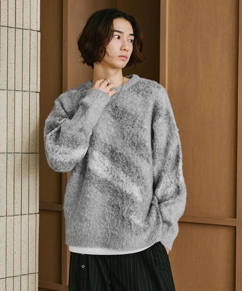 RAGEBLUE(レイジブルー)の「ABSTRACT PATTERN BRUSHED KNIT/アブストラクト柄起毛ニット(ニット/セーター・メンズ・ブラック/グリーン/グレー・MEDIUM/LARGE)」の19枚目の写真