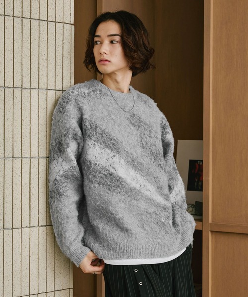 RAGEBLUE(レイジブルー)の「ABSTRACT PATTERN BRUSHED KNIT/アブストラクト柄起毛ニット(ニット/セーター・メンズ・ブラック/グリーン/グレー・MEDIUM/LARGE)」の20枚目の写真