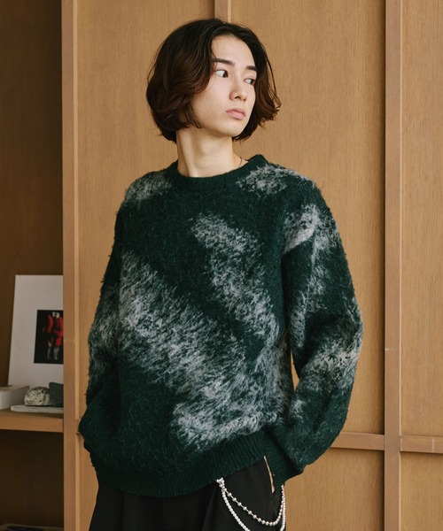 RAGEBLUE(レイジブルー)の「ABSTRACT PATTERN BRUSHED KNIT/アブストラクト柄起毛ニット(ニット/セーター・メンズ・ブラック/グリーン/グレー・MEDIUM/LARGE)」の15枚目の写真