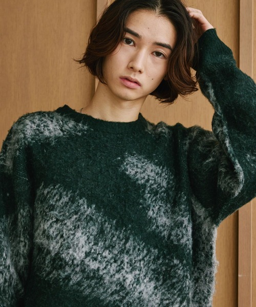RAGEBLUE(レイジブルー)の「ABSTRACT PATTERN BRUSHED KNIT/アブストラクト柄起毛ニット(ニット/セーター・メンズ・ブラック/グリーン/グレー・MEDIUM/LARGE)」の16枚目の写真
