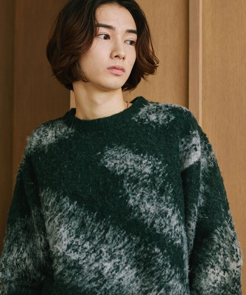 RAGEBLUE(レイジブルー)の「ABSTRACT PATTERN BRUSHED KNIT/アブストラクト柄起毛ニット(ニット/セーター・メンズ・ブラック/グリーン/グレー・MEDIUM/LARGE)」の17枚目の写真