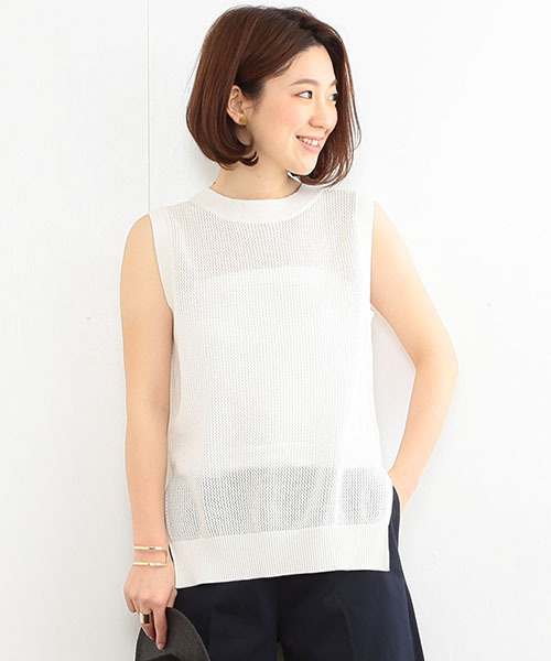 B:MING by BEAMS（ビーミングバイビームス）の「ビーミング by ビームス / メッシュニットベスト 16SS（ベスト・レディース・ホワイト/カーキ・ONE SIZE）」の3枚目の写真