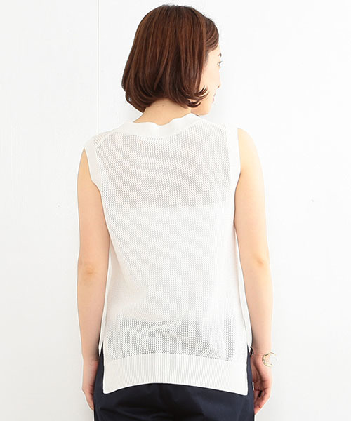 B:MING by BEAMS（ビーミングバイビームス）の「ビーミング by ビームス / メッシュニットベスト 16SS（ベスト・レディース・ホワイト/カーキ・ONE SIZE）」の5枚目の写真