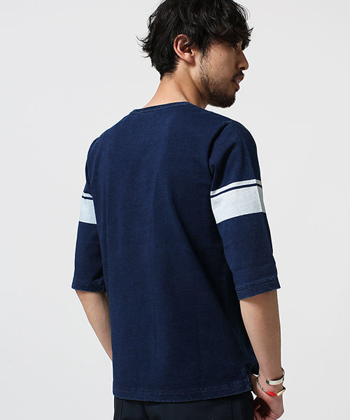 NANO universe（ナノユニバース）の「インディゴ抜染プリントフットT（Tシャツ/カットソー・メンズ・ブルー/ネイビー・MEDIUM/SMALL/LARGE）」の3枚目の写真