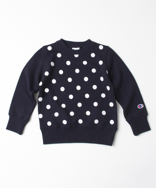 Champion（チャンピオン）の「Champion×DOORS　ドットスウェットプルオーバー（スウェット・キッズ・グレー/ネイビー・120/135/90/105）」の4枚目の写真