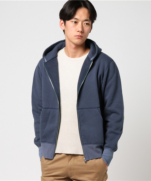 BARNS（バーンズ）の「【BARNS】小寸編みジップアップパーカー（パーカー・メンズ・レッド/ネイビー/ブラック/グレー・LARGE/MEDIUM/SMALL）」の4枚目の写真