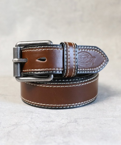 Dickies（ディッキーズ）の「Dickies ステッチ入り PUレザーベルト（ベルト・メンズ・ブラウン/ブラック/キャメル/ホワイト/レッド・FREE）」の3枚目の写真