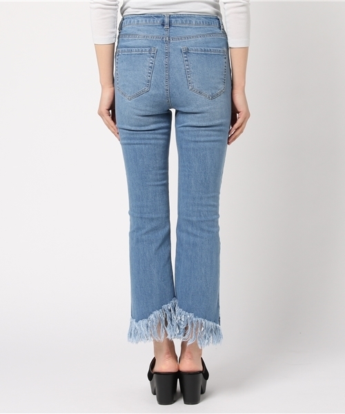 WEGO（ウィゴー）の「WEGO/ストレッチフリンジフレアデニムパンツ（デニムパンツ・レディース・インディゴブルー・LARGE/MEDIUM）」の10枚目の写真