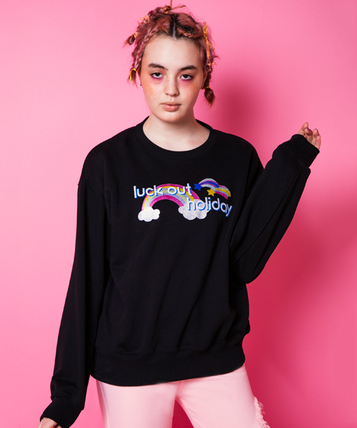 Candy Stripper（キャンディストリッパー）の「LUCK OUT HOLIDAY SWEAT TOPS（スウェット・レディース・オフホワイト/ブラック/スモークピンク・2）」の6枚目の写真