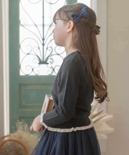 Catherine Cottage（キャサリンコテージ）の「バイカラーフリルニット（ニット/セーター・キッズ・グレー系その他3/パープル系その他3/ブラック系その他3・110/120/130/140/150/160/100）」の5枚目の写真