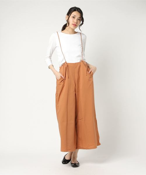 STYLEBLOCK(スタイルブロック)の「リボンモチーフハイウエストワイドパンツ(その他パンツ)」|オレンジ