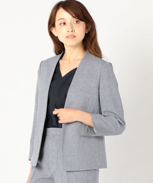 Theory ♡ ノーカラージャケット グレー EXECTIVE DONNA VENCE EXCHANGE ブルゾン アウター ダンボールポンチノーカラー