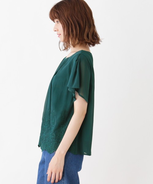 grove(グローブ)の「刺繍スカラップヘムブラウス(シャツ/ブラウス・レディース・ネイビー/オフホワイト/ピンク/イエロー/グリーン・02/03)」の7枚目の写真
