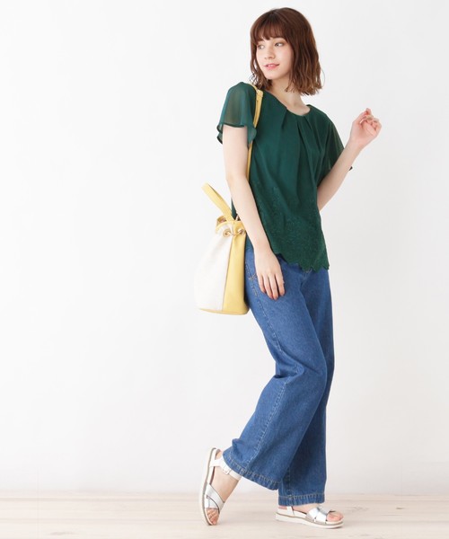 grove(グローブ)の「刺繍スカラップヘムブラウス(シャツ/ブラウス・レディース・ネイビー/オフホワイト/ピンク/イエロー/グリーン・02/03)」の13枚目の写真