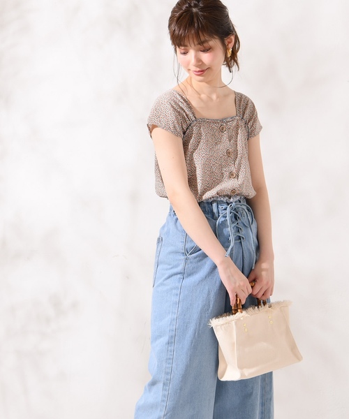 natural couture(ナチュラルクチュール)の「レトロガーリーブラウス(シャツ/ブラウス・レディース・レッド/ミント/ブルー系その他/イエロー/ブラック/ブラック系その他/その他3/その他4/その他5・FREE)」の4枚目の写真