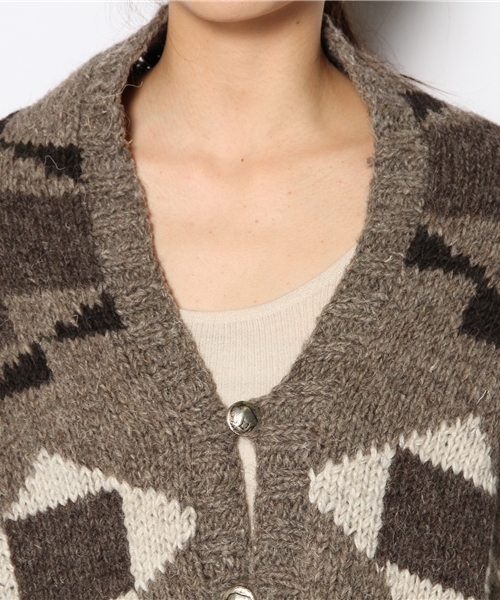 goa（ゴア）の「ナバホジャガードニットショール（その他アウター・レディース・アイボリー/ブラウン・FREE）」の7枚目の写真