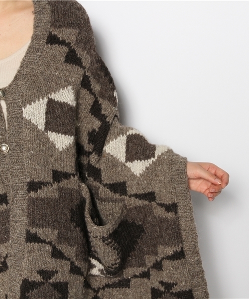 goa（ゴア）の「ナバホジャガードニットショール（その他アウター・レディース・アイボリー/ブラウン・FREE）」の8枚目の写真