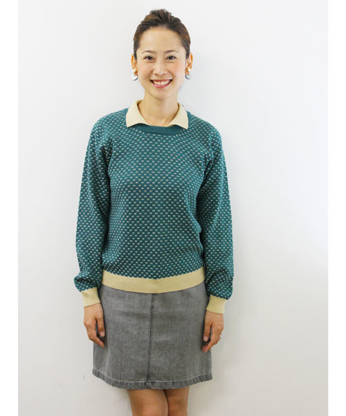 Kastane（カスタネ）の「【Kastane】襟付きニットPO（ニット/セーター・レディース・ネイビー/ミント・FREE）」の2枚目の写真