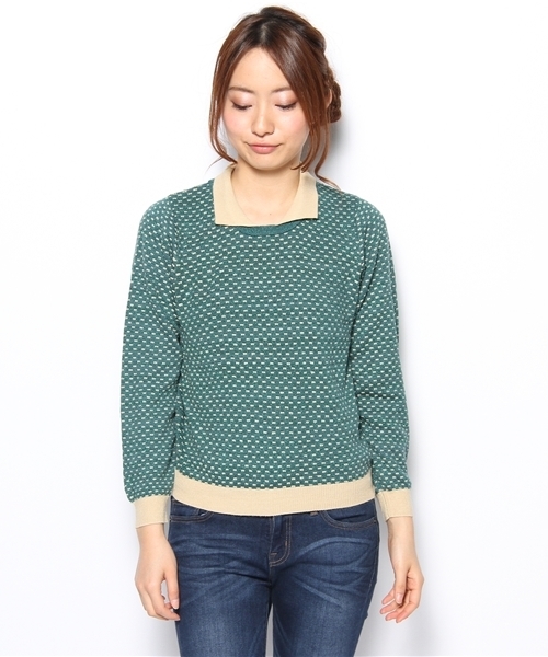 Kastane（カスタネ）の「【Kastane】襟付きニットPO（ニット/セーター・レディース・ネイビー/ミント・FREE）」の3枚目の写真