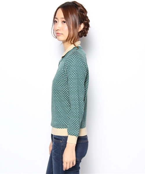 Kastane（カスタネ）の「【Kastane】襟付きニットPO（ニット/セーター・レディース・ネイビー/ミント・FREE）」の4枚目の写真