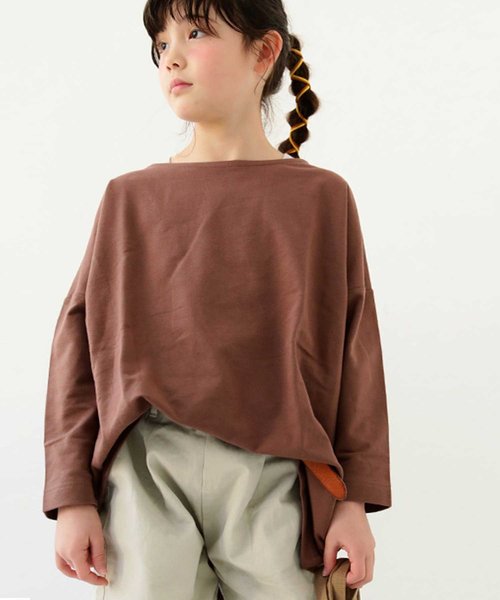 antiqua(アンティカ)の「綿100%で極上の風合い!万能ワイドトップス(Tシャツ/カットソー・キッズ・ブラック/ベージュ/杢グレー/ブラウン系その他/オフホワイト・4/3/5)」の2枚目の写真