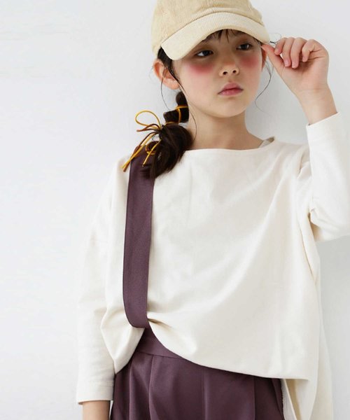 antiqua(アンティカ)の「綿100%で極上の風合い!万能ワイドトップス(Tシャツ/カットソー・キッズ・ブラック/ベージュ/杢グレー/ブラウン系その他/オフホワイト・4/3/5)」の3枚目の写真