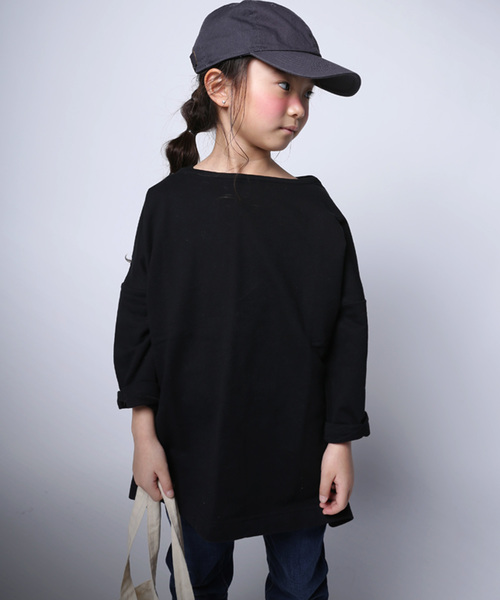 antiqua(アンティカ)の「綿100%で極上の風合い!万能ワイドトップス(Tシャツ/カットソー・キッズ・ブラック/ベージュ/杢グレー/ブラウン系その他/オフホワイト・4/3/5)」の4枚目の写真