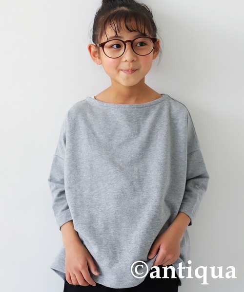 antiqua(アンティカ)の「綿100%で極上の風合い!万能ワイドトップス(Tシャツ/カットソー・キッズ・ブラック/ベージュ/杢グレー/ブラウン系その他/オフホワイト・4/3/5)」の22枚目の写真