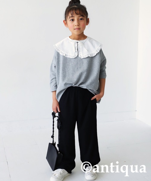 antiqua(アンティカ)の「綿100%で極上の風合い!万能ワイドトップス(Tシャツ/カットソー・キッズ・ブラック/ベージュ/杢グレー/ブラウン系その他/オフホワイト・4/3/5)」の17枚目の写真