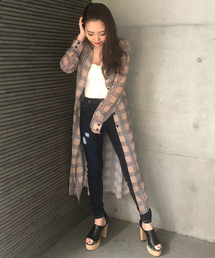 ENVYM | ロングチェックガウン(その他アウター)