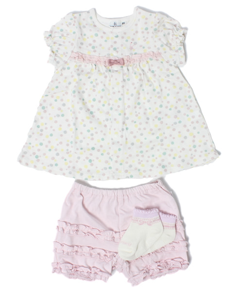 組曲 クミキョク の Baby ギフトbox パステルドットプリント３点セット その他ベビー用品 Wear
