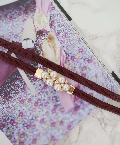 Cupid Heart（キューピッドハート）の「【Cupid Heart】結婚式ベルト パールモチーフベルト（ベルト・レディース・ブラック/ベージュ/ネイビー/ワインレッド/アイボリー・MEDIUM）」の5枚目の写真