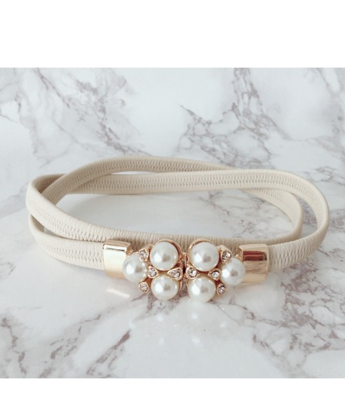 Cupid Heart（キューピッドハート）の「【Cupid Heart】結婚式ベルト パールモチーフベルト（ベルト・レディース・ブラック/ベージュ/ネイビー/ワインレッド/アイボリー・MEDIUM）」の19枚目の写真