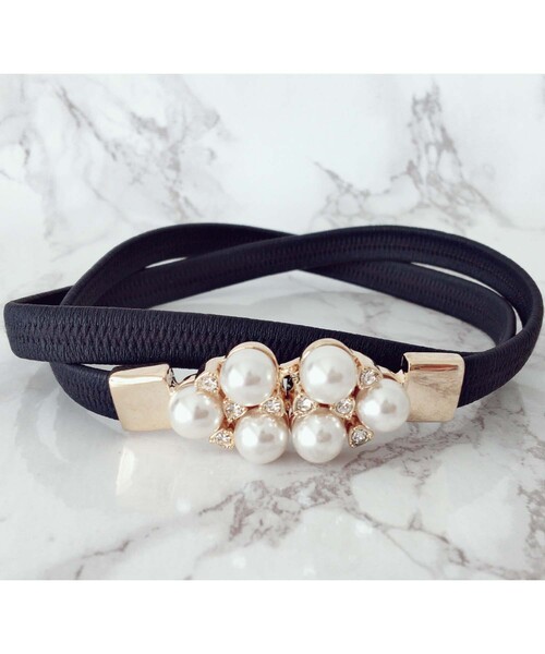Cupid Heart（キューピッドハート）の「【Cupid Heart】結婚式ベルト パールモチーフベルト（ベルト・レディース・ブラック/ベージュ/ネイビー/ワインレッド/アイボリー・MEDIUM）」の10枚目の写真