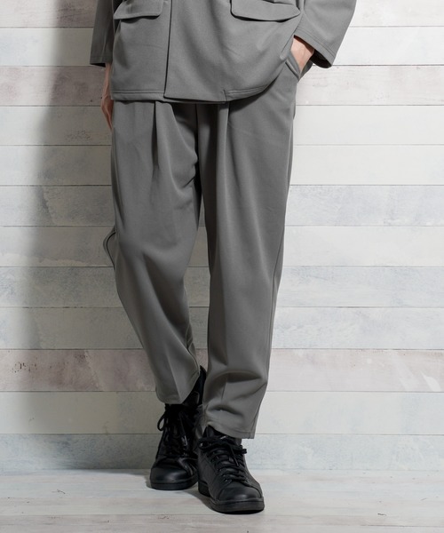 Bling Leads（ブリングリーズ）の「【Bk】梨地 アンクルワイドテーパードパンツ（スラックス・メンズ・ブラック/ベージュ/ネイビー/ブラウン/チャコールグレー/ミント/ライトベージュ/グレイッシュベージュ/ブルー/ライトグレー/グレー系・MEDIUM/LARGE）」の2枚目の写真