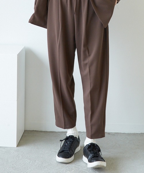 Bling Leads（ブリングリーズ）の「【Bk】梨地 アンクルワイドテーパードパンツ（スラックス・メンズ・ブラック/ベージュ/ネイビー/ブラウン/チャコールグレー/ミント/ライトベージュ/グレイッシュベージュ/ブルー/ライトグレー/グレー系・MEDIUM/LARGE）」の18枚目の写真