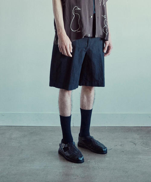 Steven Alan（スティーブンアラン）の「＜Steven Alan＞ C/L TYPEWRITER SHORT PANTS-BOLD/ショートパンツ（その他パンツ・メンズ・ベージュ/ブラック・LARGE/MEDIUM/X-LARGE/SMALL）」の2枚目の写真