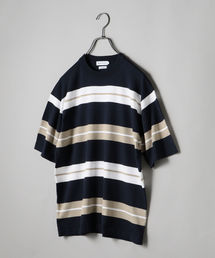 SHIPS JET BLUE:《洗える》マルチボーダー ニット Tシャツ