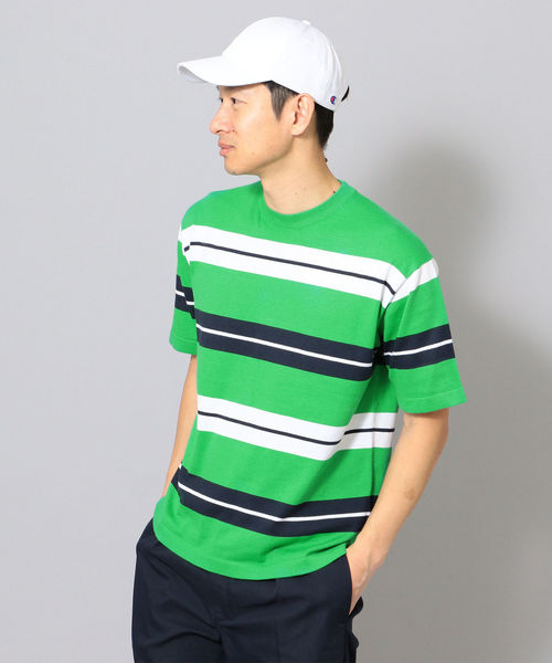 SHIPS JET BLUE(シップスジェットブルー)の「SHIPS JET BLUE:《洗える》マルチボーダー ニット Tシャツ(Tシャツ/カットソー・メンズ・ベージュ/グリーン/ライトブルー・X-SMALL/SMALL/MEDIUM/LARGE)」の8枚目の写真