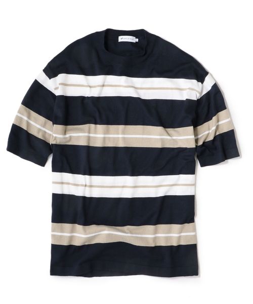 SHIPS JET BLUE(シップスジェットブルー)の「SHIPS JET BLUE:《洗える》マルチボーダー ニット Tシャツ(Tシャツ/カットソー・メンズ・ベージュ/グリーン/ライトブルー・X-SMALL/SMALL/MEDIUM/LARGE)」の17枚目の写真