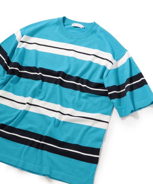 SHIPS JET BLUE(シップスジェットブルー)の「SHIPS JET BLUE:《洗える》マルチボーダー ニット Tシャツ(Tシャツ/カットソー・メンズ・ベージュ/グリーン/ライトブルー・X-SMALL/SMALL/MEDIUM/LARGE)」の19枚目の写真