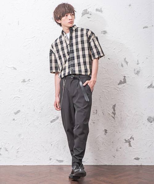 MinoriTY（マイノリティ）の「ブリティッシュチェックビックシャツ/半袖（シャツ/ブラウス・メンズ・ベージュ/グレー・M/L）」の4枚目の写真