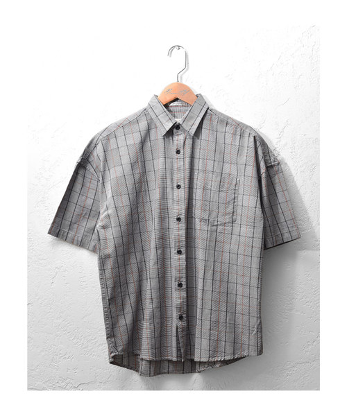 MinoriTY（マイノリティ）の「ブリティッシュチェックビックシャツ/半袖（シャツ/ブラウス・メンズ・ベージュ/グレー・M/L）」の5枚目の写真