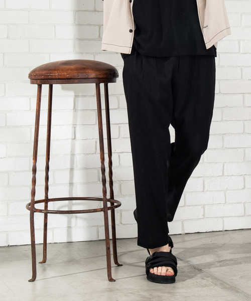 WEGO(ウィゴー)の「WEGO/麻レーヨンリラックスパンツ(スラックス・メンズ・ブラック/ベージュ/ネイビー・SMALL/MEDIUM/LARGE)」の2枚目の写真
