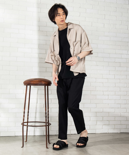 WEGO(ウィゴー)の「WEGO/麻レーヨンリラックスパンツ(スラックス・メンズ・ブラック/ベージュ/ネイビー・SMALL/MEDIUM/LARGE)」の4枚目の写真